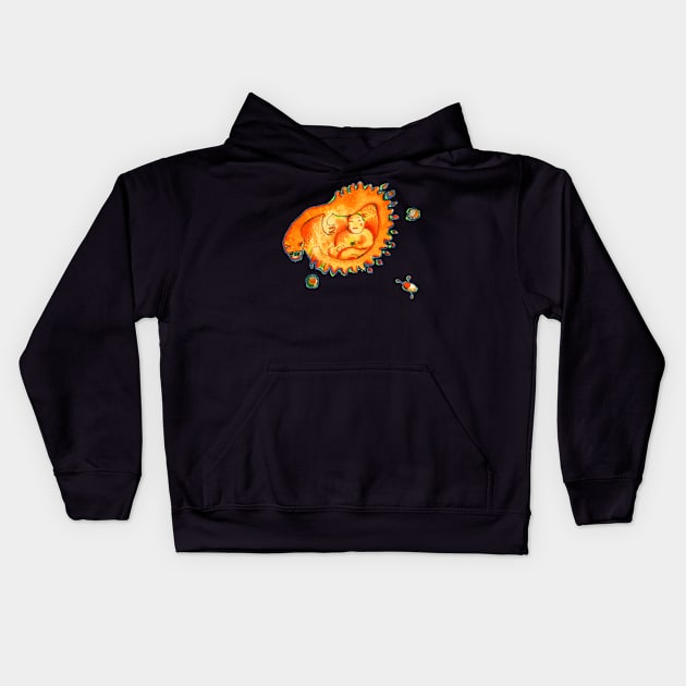 Buddha and Alien in space Kids Hoodie by Sylke Gande